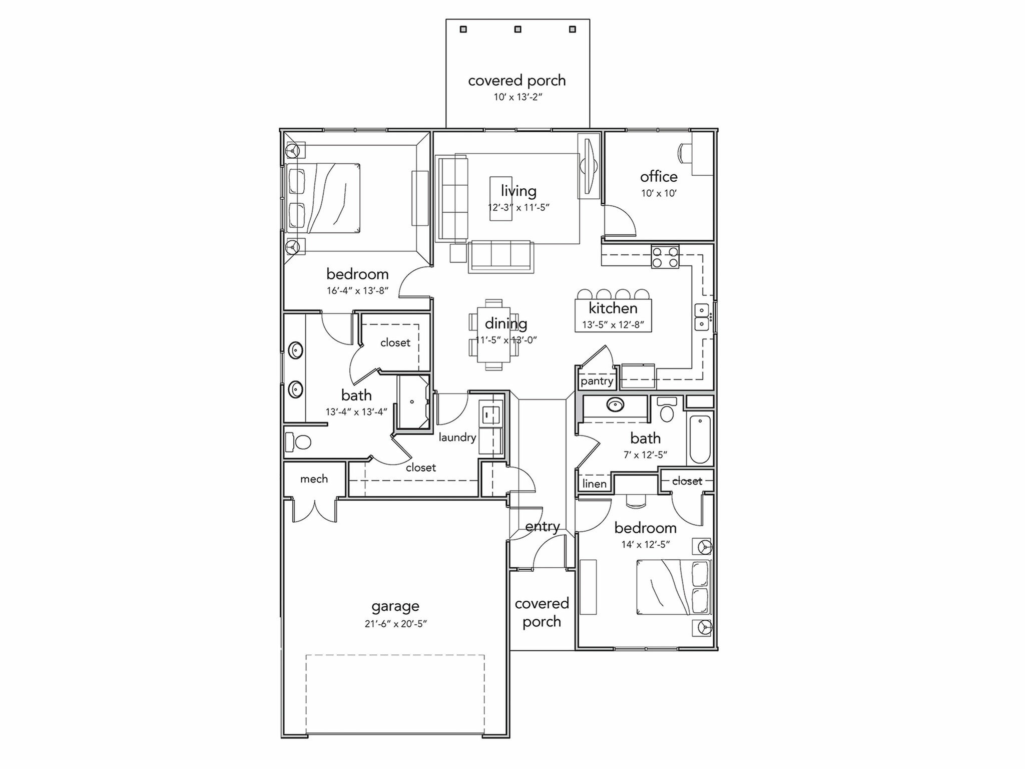 Tera Vera 55+ Gated Retirement Community Springfield Missouri 2 Bedroom Deluxe Floor Plan