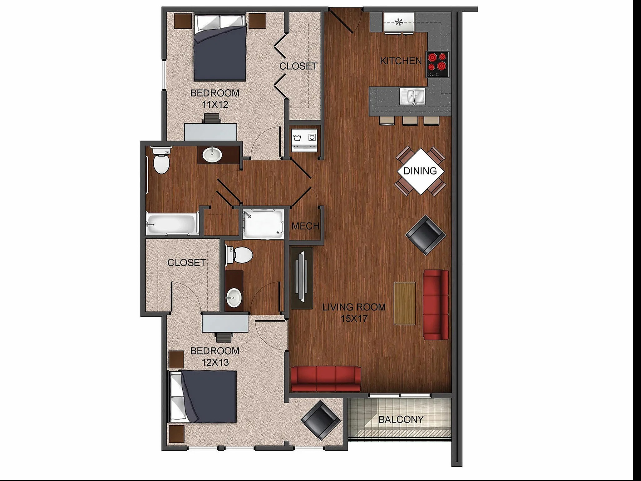 2 Bedroom Deluxe Furnished