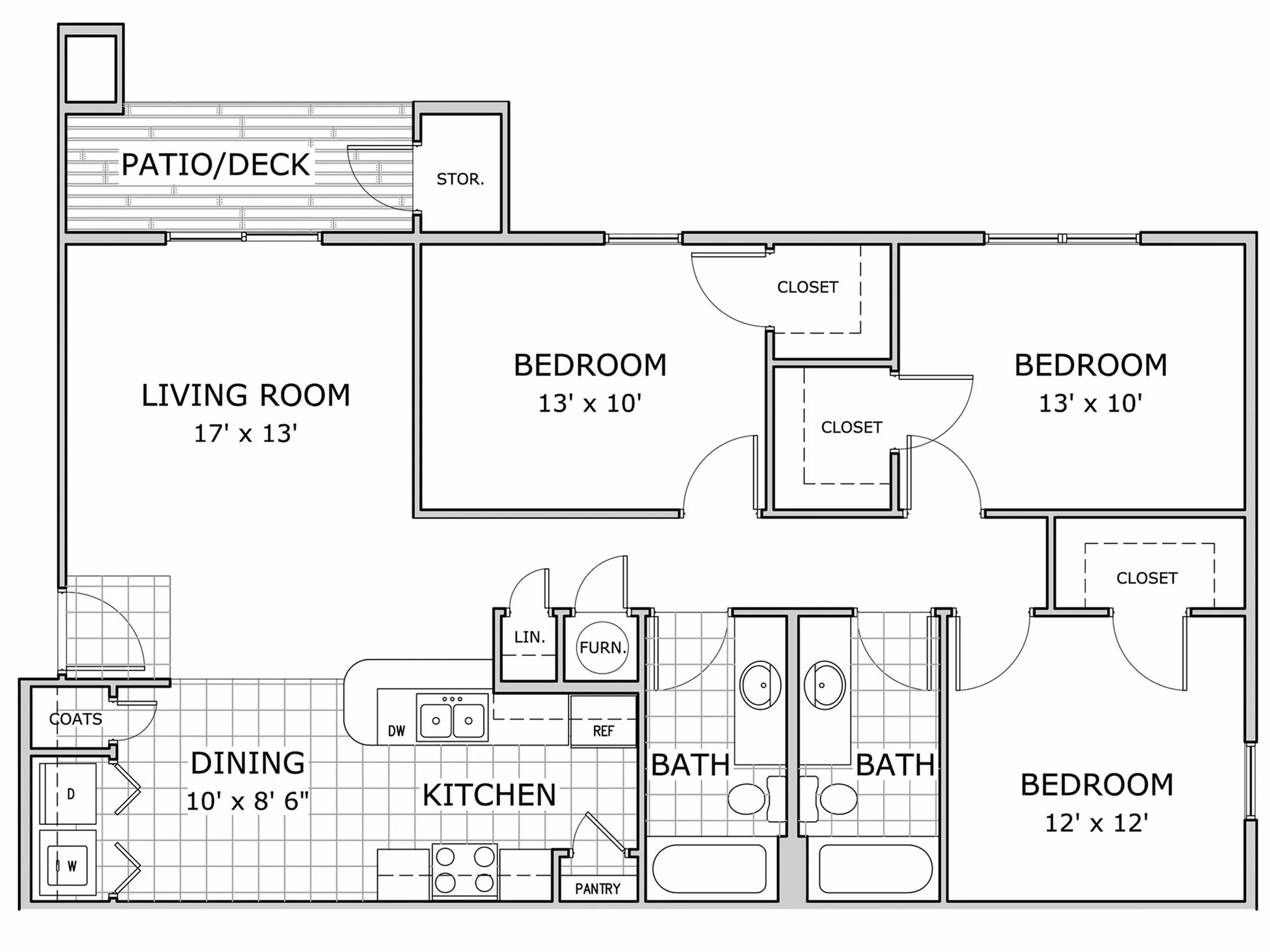 Coryell Crossing Apartments Three Bedroom Floor Plan
