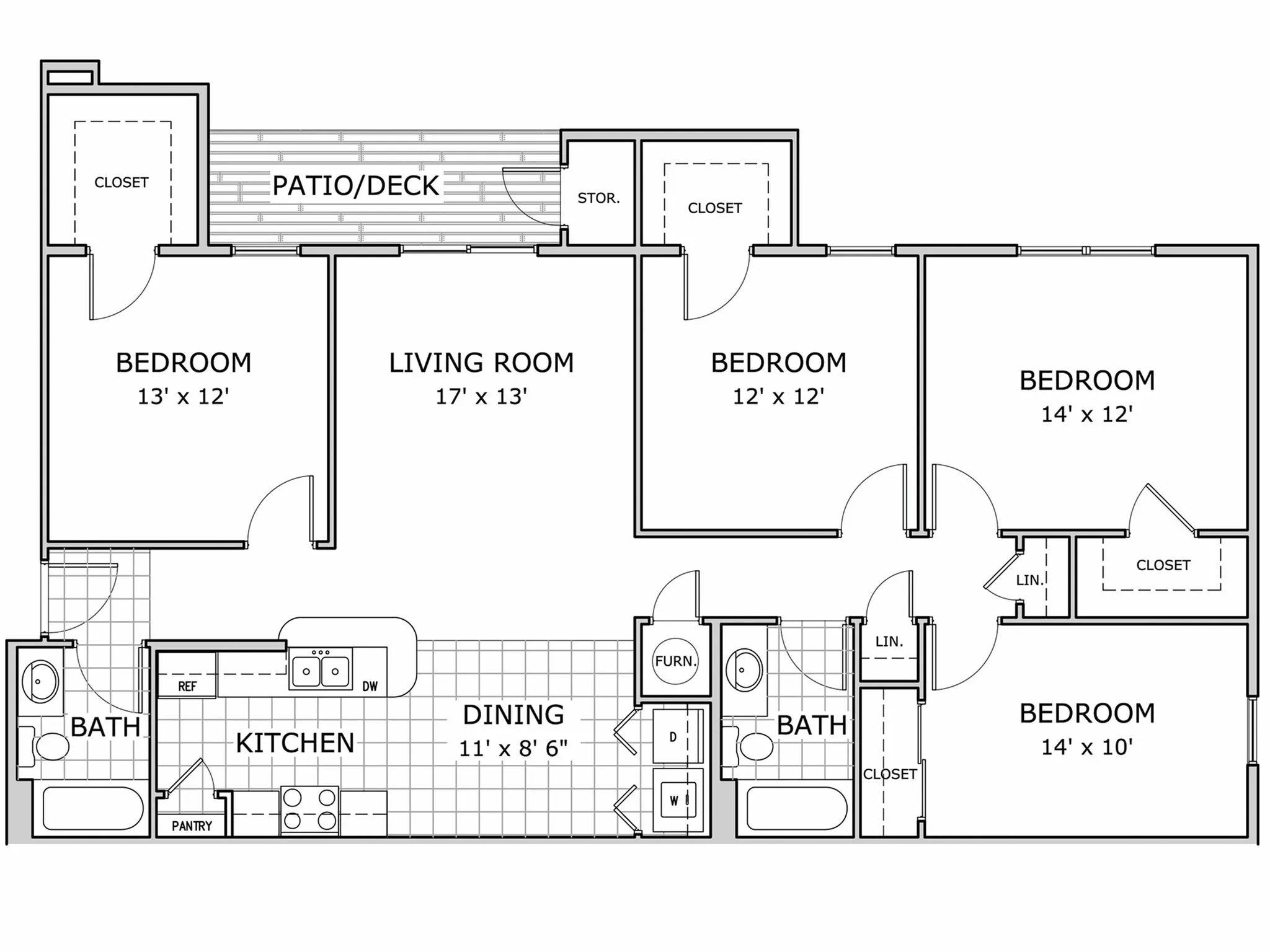 Coryell Crossing Apartments Four Bedroom Floor Plan