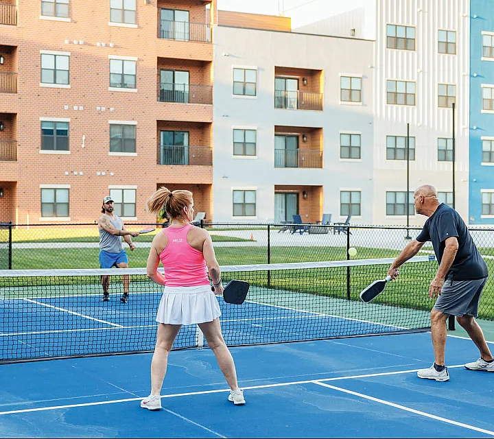 Union Mill Apartments Wichita Kansas Interior Courtyard Pickleball Court