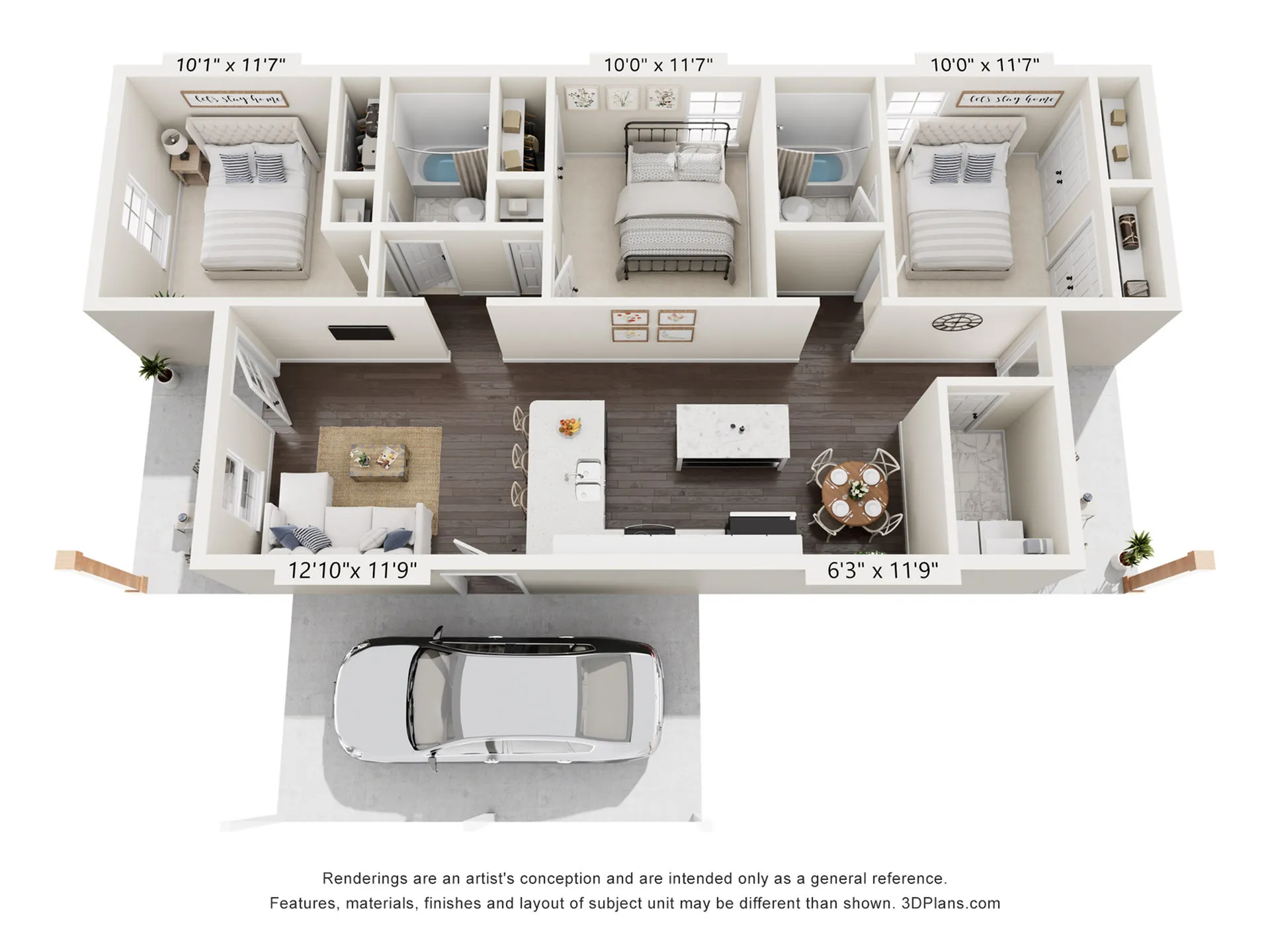 Three Bed / Two Bath - 1051 sq ft