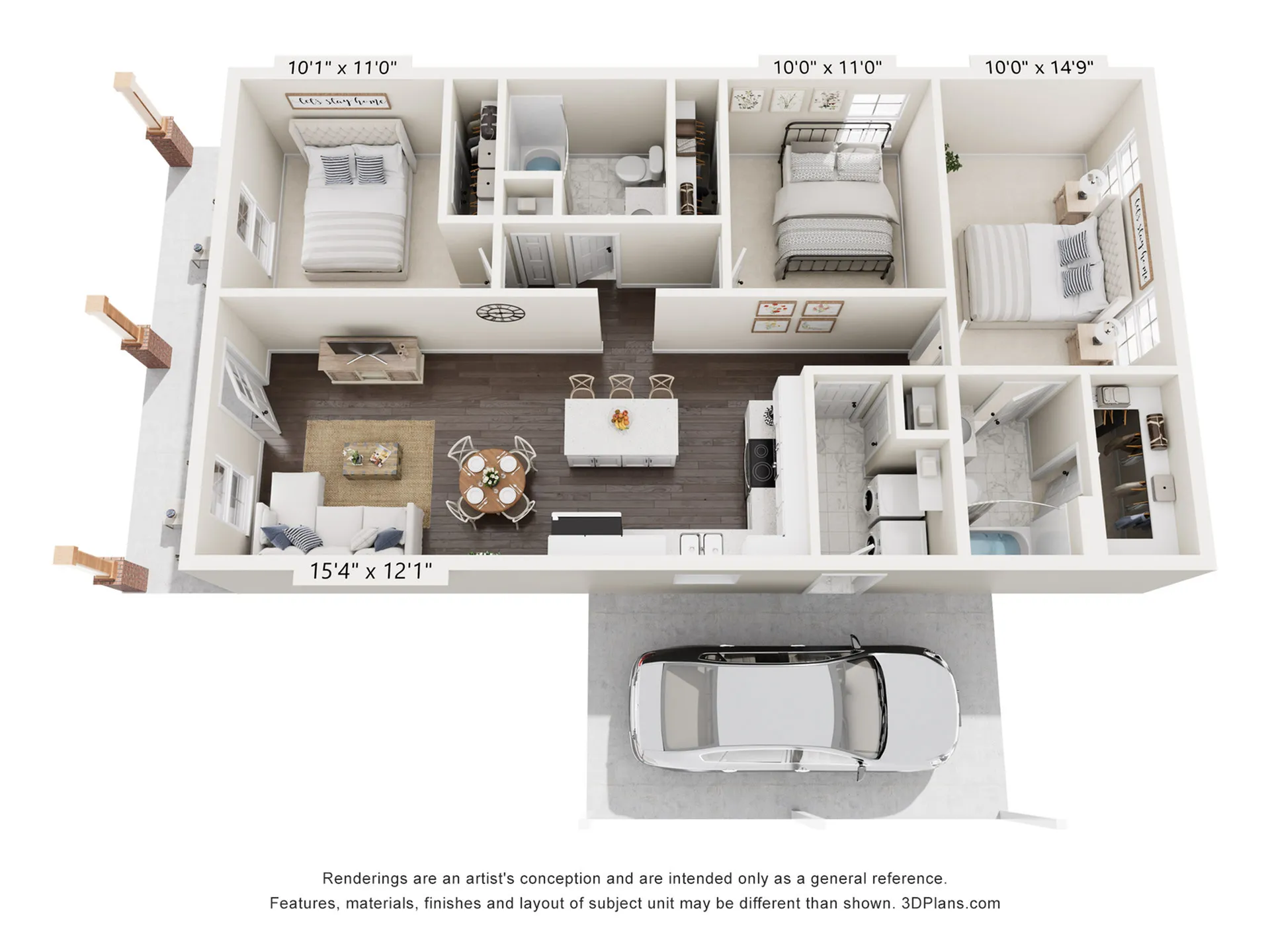Three Bed / Two Bath - 1067 sq ft