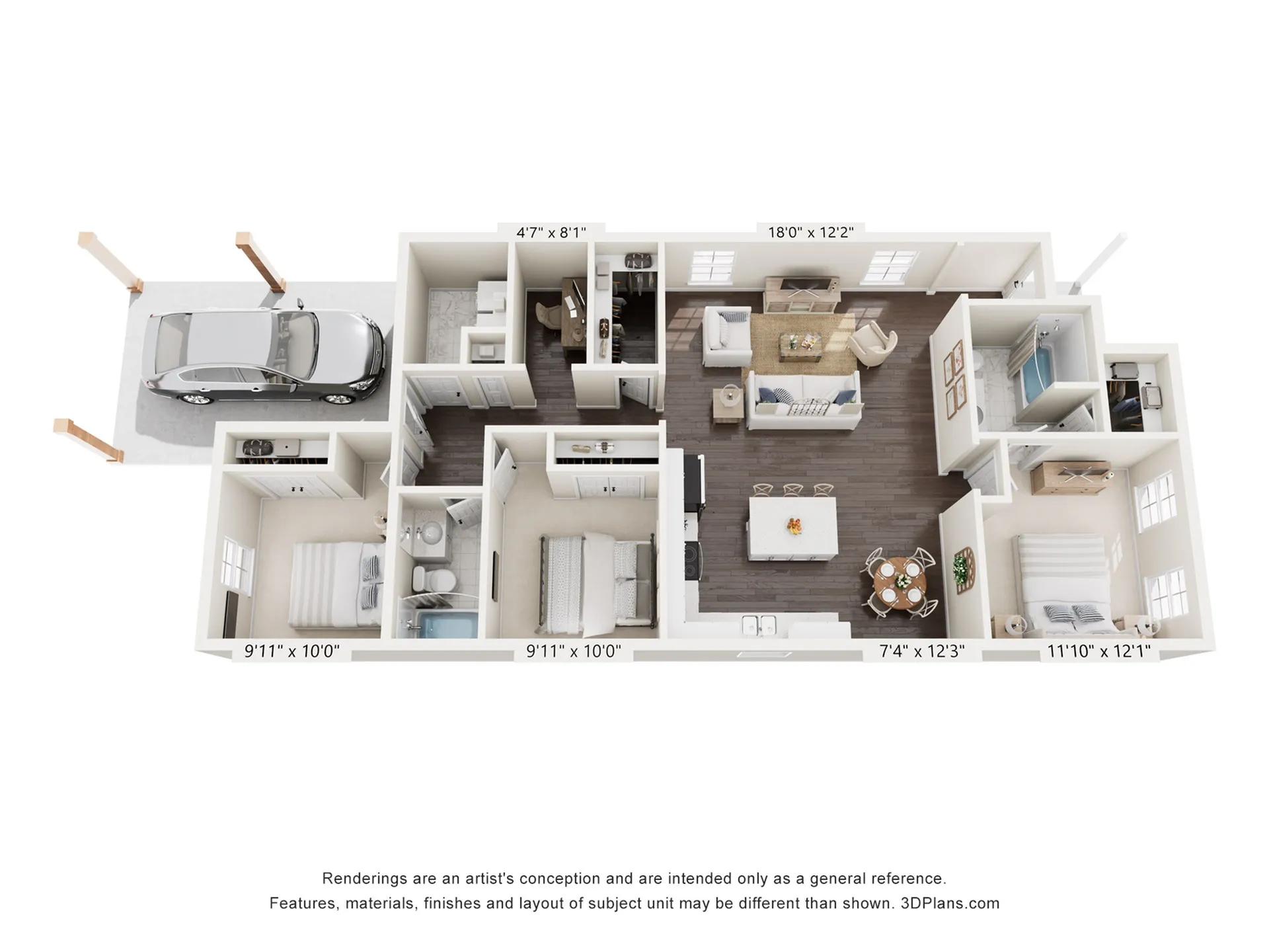 Three Bed / Two Bath - 1255 sq ft