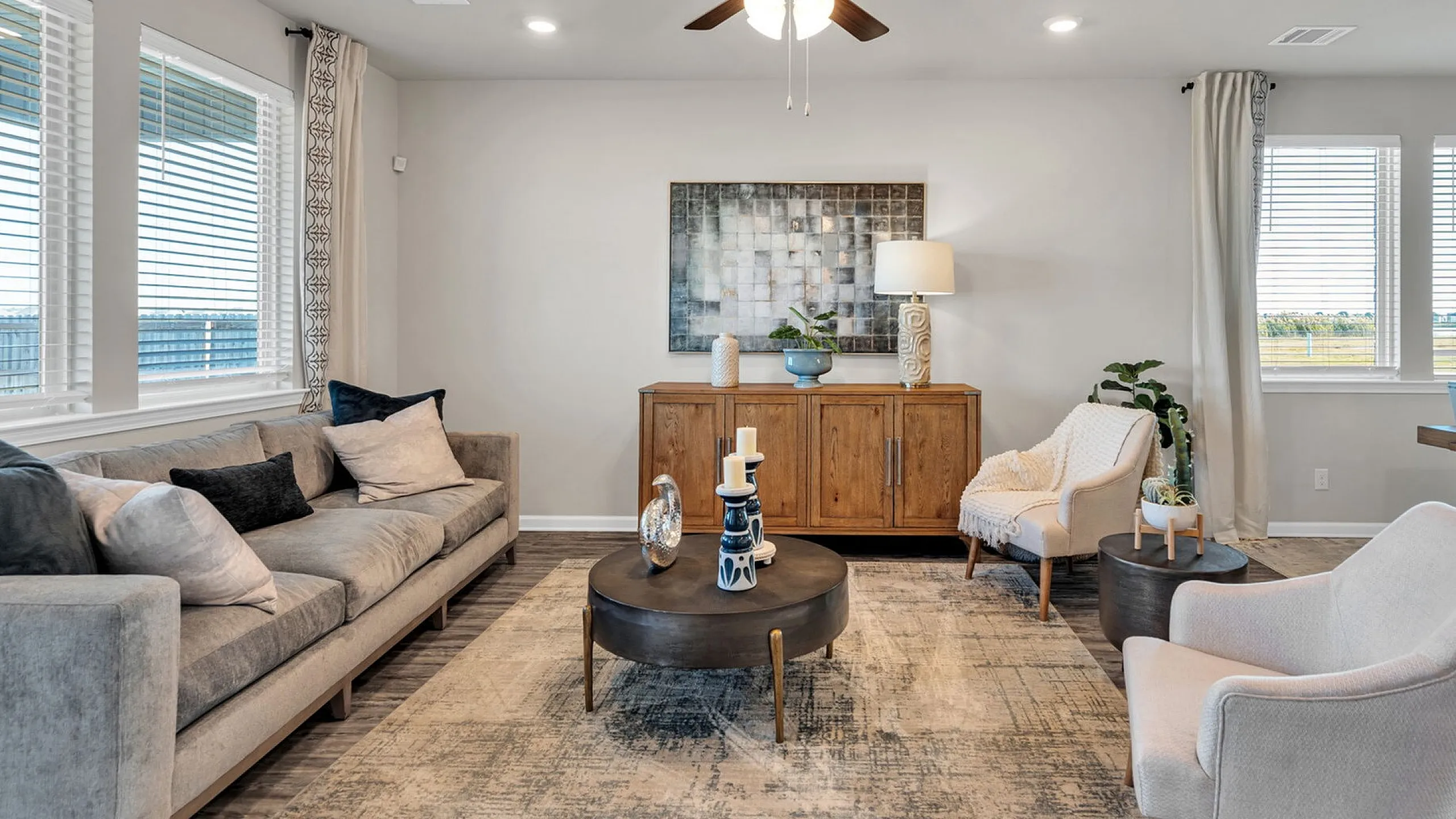 Cullen floorplan, 3 bedroom spacious Living space with split furniture your and pet bed