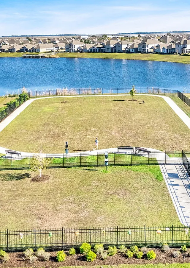 Designated large and small dog parks, grass area. leash free play