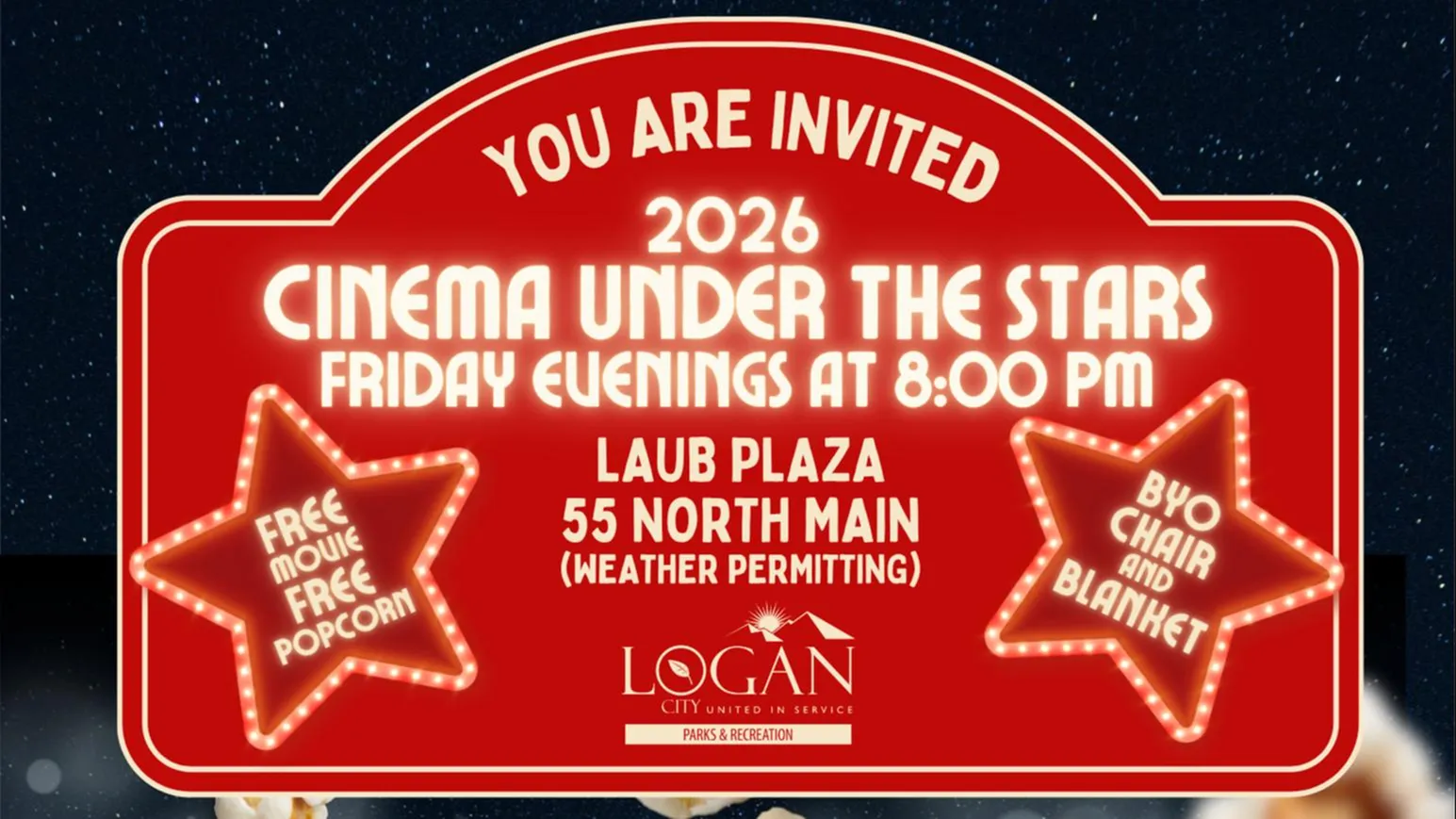 BIG NEWS: Cinema Under the Stars is Back for 2026! ✨ Get Ready for Movie Magic at Laub Plaza!-image