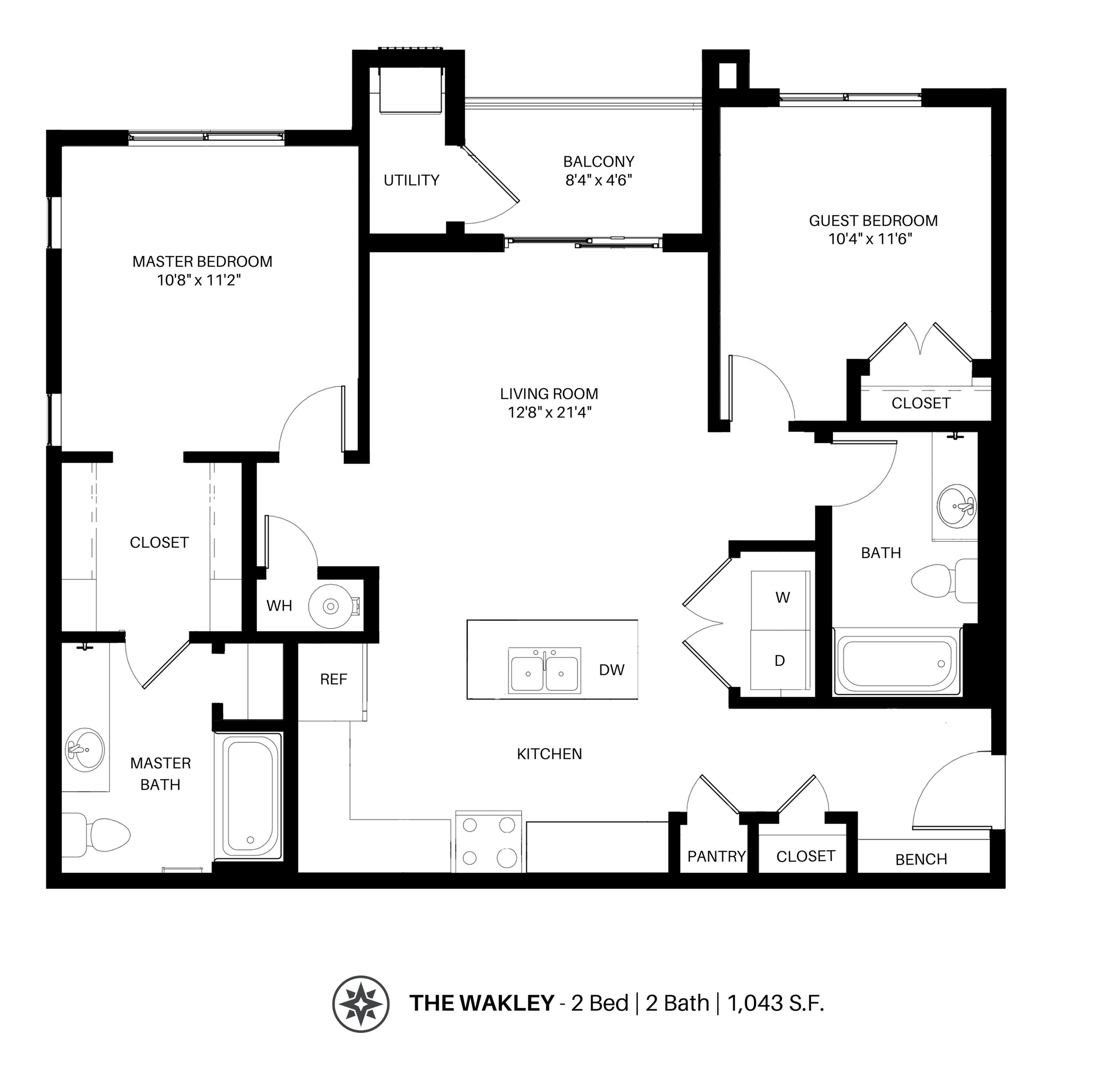 The Wakley | 2 Bed, 2 Bath | 1,043 S.F