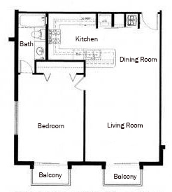 1 BR / 1 BA - 740 sq. ft.