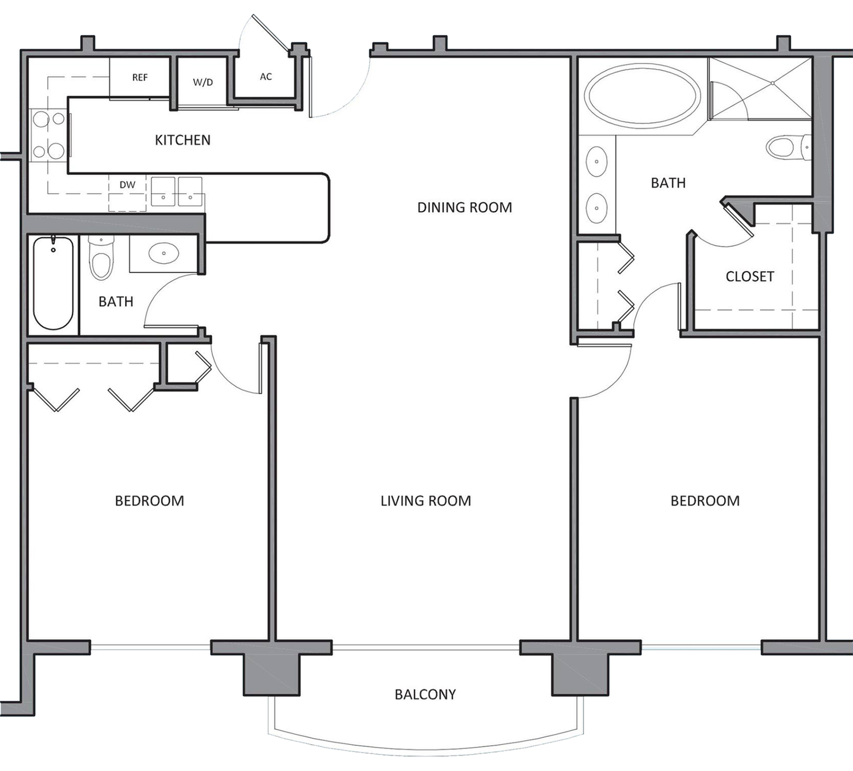 2 BR / 2 BA - 1,185 sq. ft.