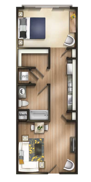 The Lodge at Johns Road - One-Bedroom Floorplan