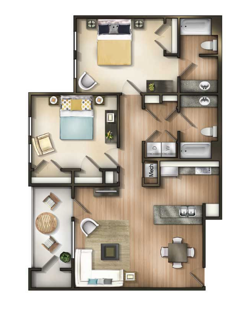 The Lodge at Johns Road - Two Bedroom Floorplan