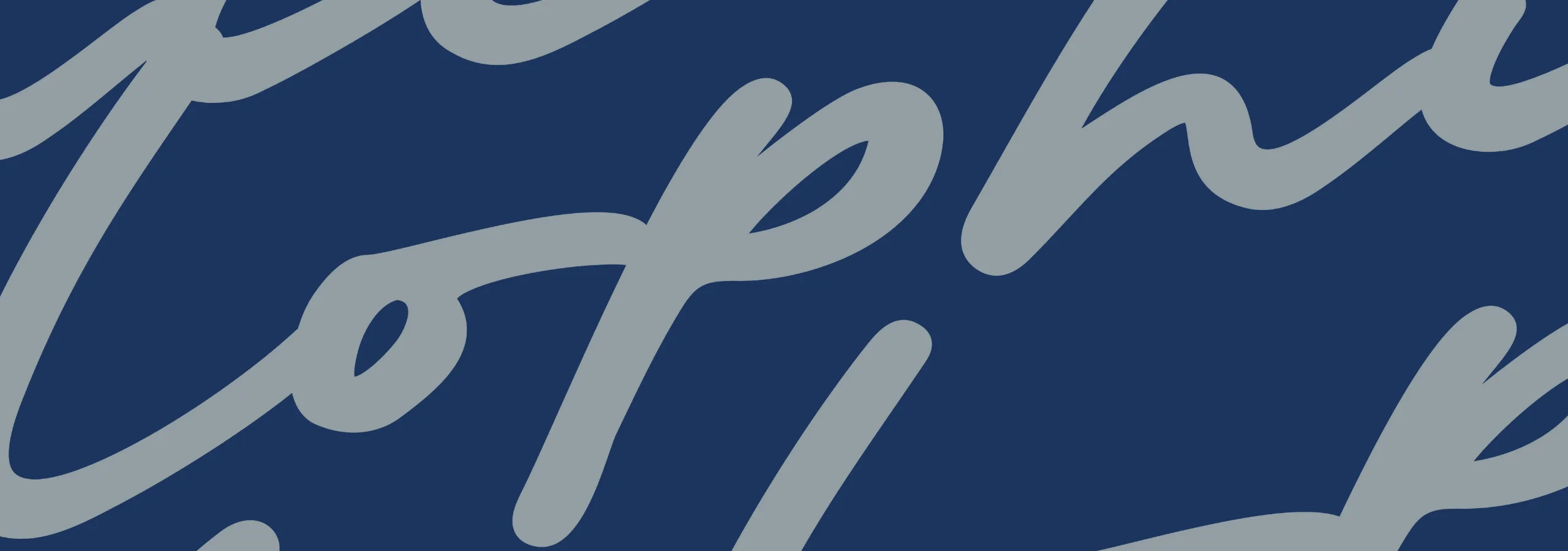 Stylish abstract design with elegant script against a deep blue background.