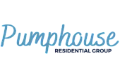 Pumphouse Residential Group logo featuring elegant blue typography, symbolizing quality living.