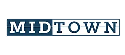 Elegant Midtown logo featuring bold typography in navy blue and white.