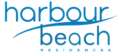 Harbour Beach Residences logo in sleek blue font, conveying luxury and seaside elegance.