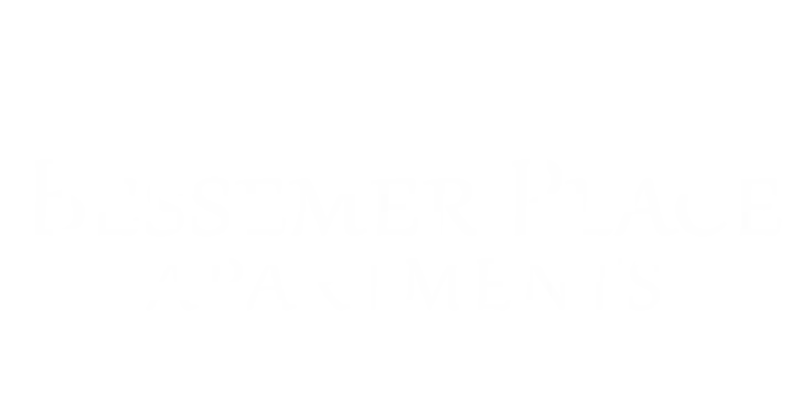 Elegant Bessemer Place Apartments logo in bold white font on a sleek black background.