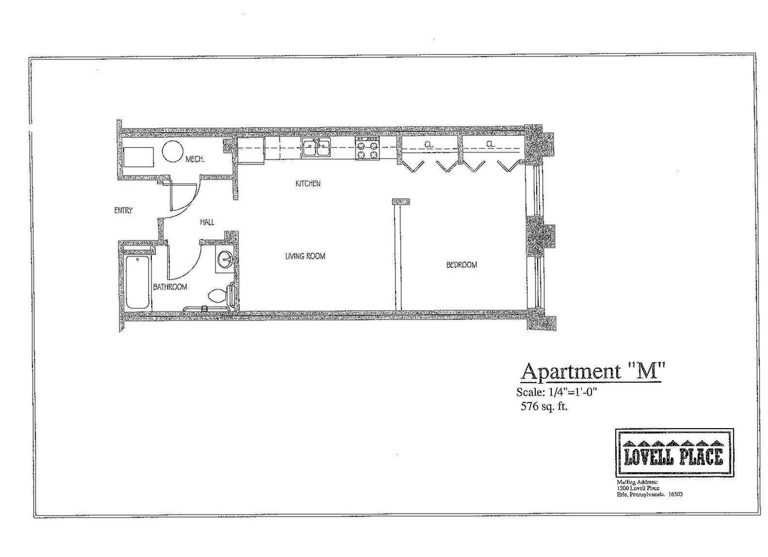 M 1 Bed Apartment Lovell Place