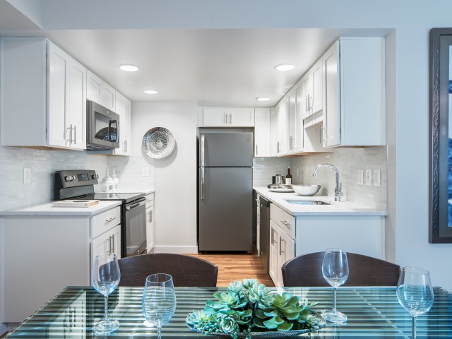 Designer inspired kitchen with GE slate appliances