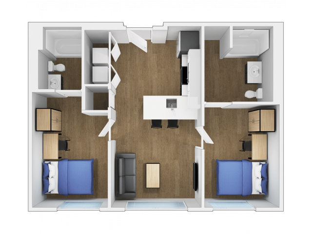 B1 | 2 Bed Apartment | Echo 1055: Off-Campus Student Housing
