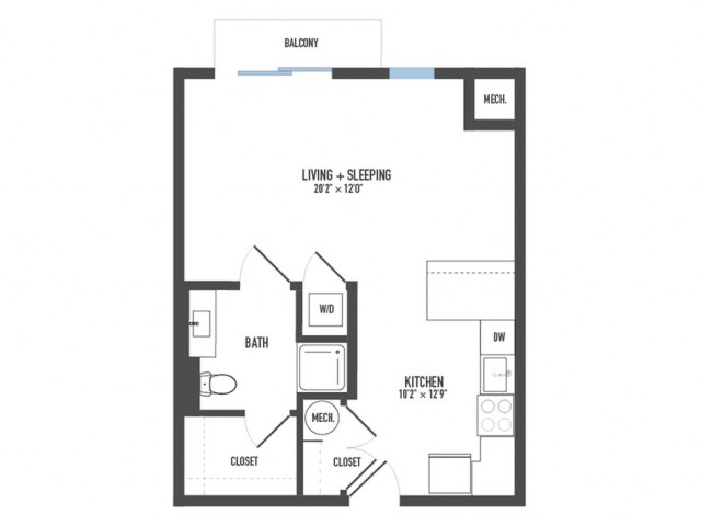 Floor Plan 2 | 1 Bedroom Apartments Pittsburgh Pa | Arsenal 201