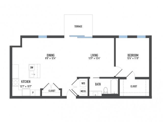 Floor Plan 12 | 1 Bedroom Apartments Pittsburgh Pa | Arsenal 201