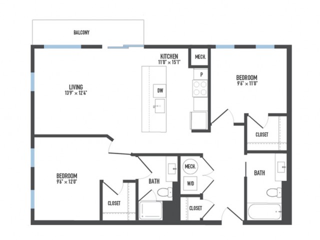 Floor Plan 17 | 1 Bedroom Apartments Pittsburgh Pa | Arsenal 201