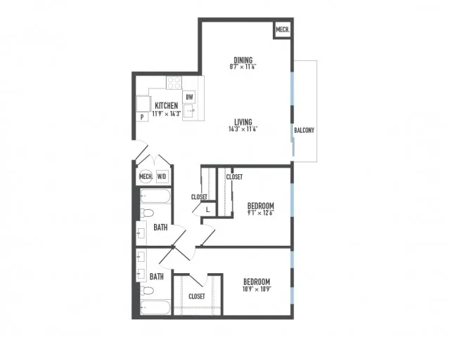 Floor Plan 16 | Luxury Pittsburgh Apartments | Arsenal 201