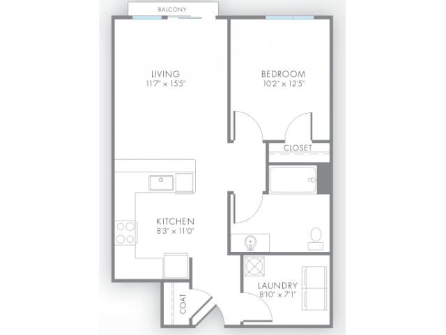 1 Bedroom Floor Plan | Indianapolis Apartments | Artistry