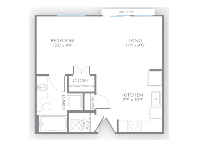 Studio Floor Plan | Apartment Rental Indianapolis | Artistry