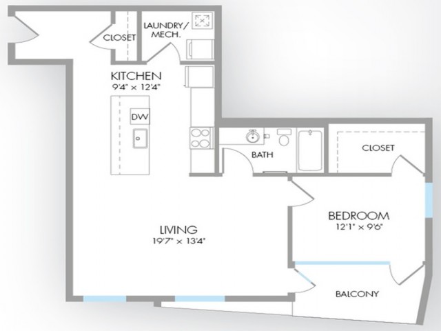 1 Bedroom Floor Plan | Indianapolis Apartments | Artistry