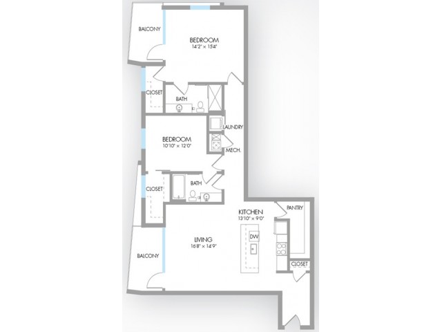 2 Bedroom Floor Plan | Apartment Rental Indianapolis | Artistry