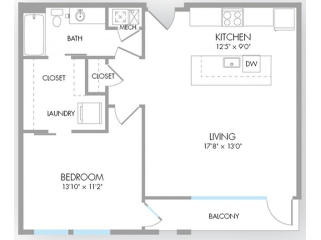 1 Bedroom Floor Plan | Indianapolis Apartments | Artistry