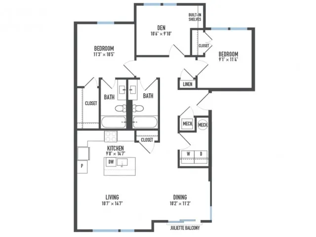 2 Bedroom with Den