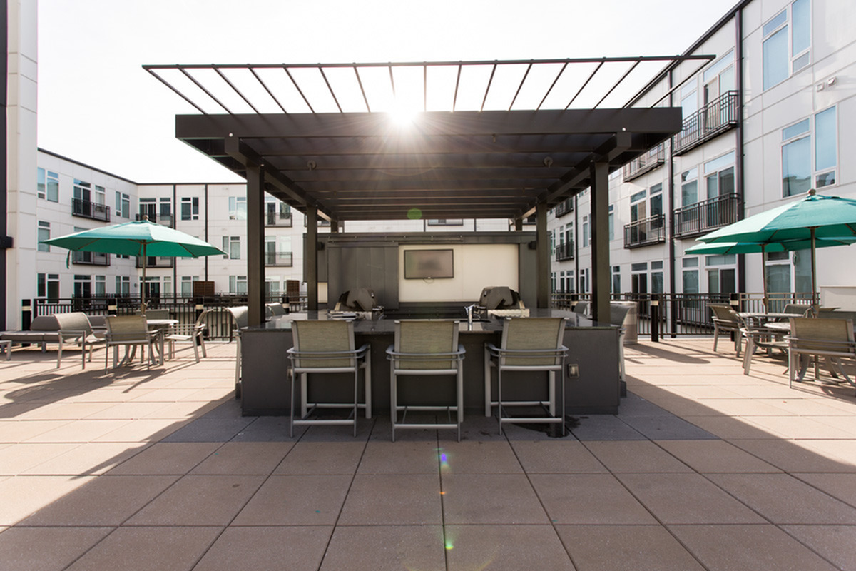 Image of Outdoor Kitchen with Grilling Area and TV for Artistry Indy