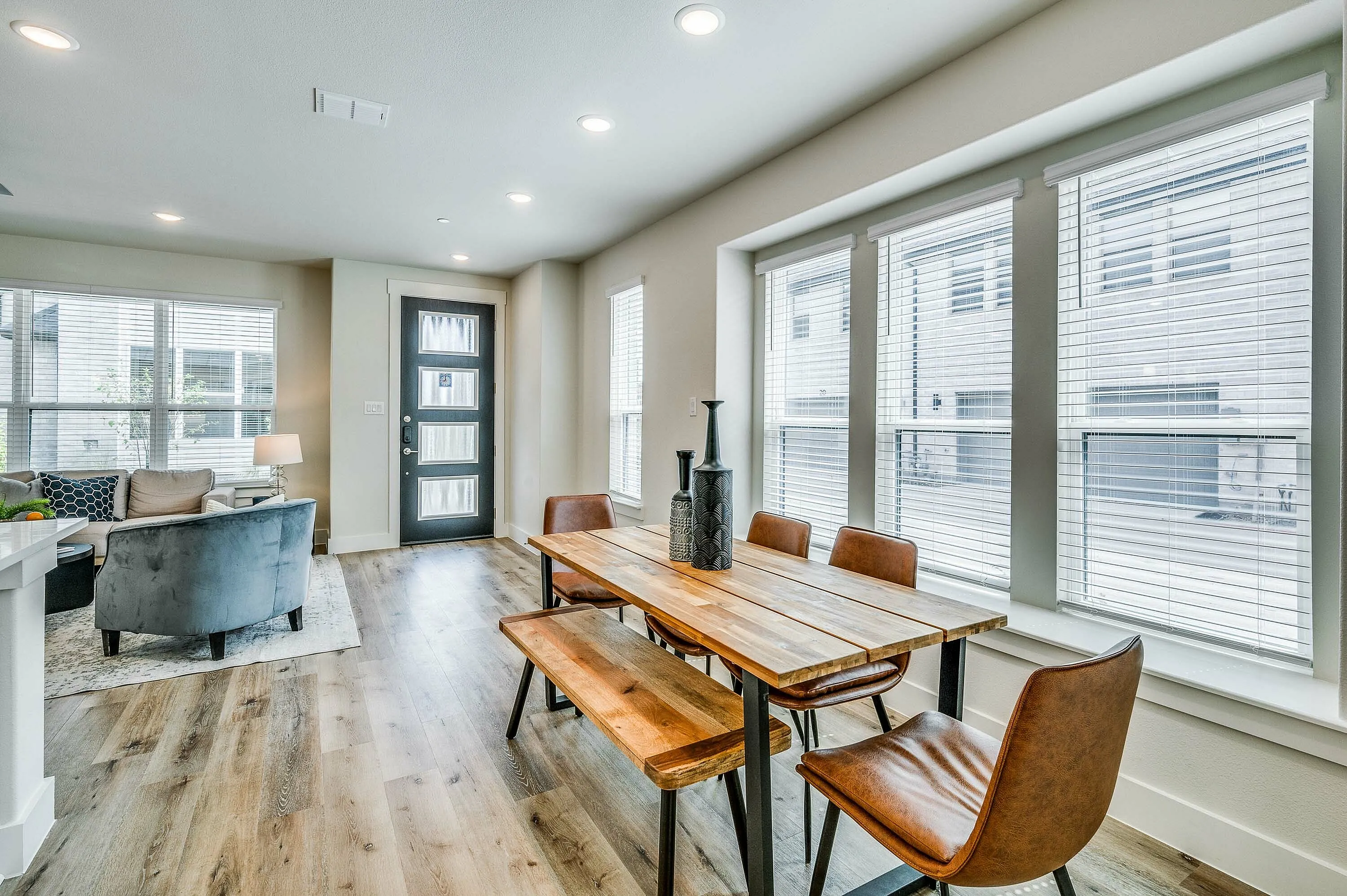 Furnished dining room with table and chairs