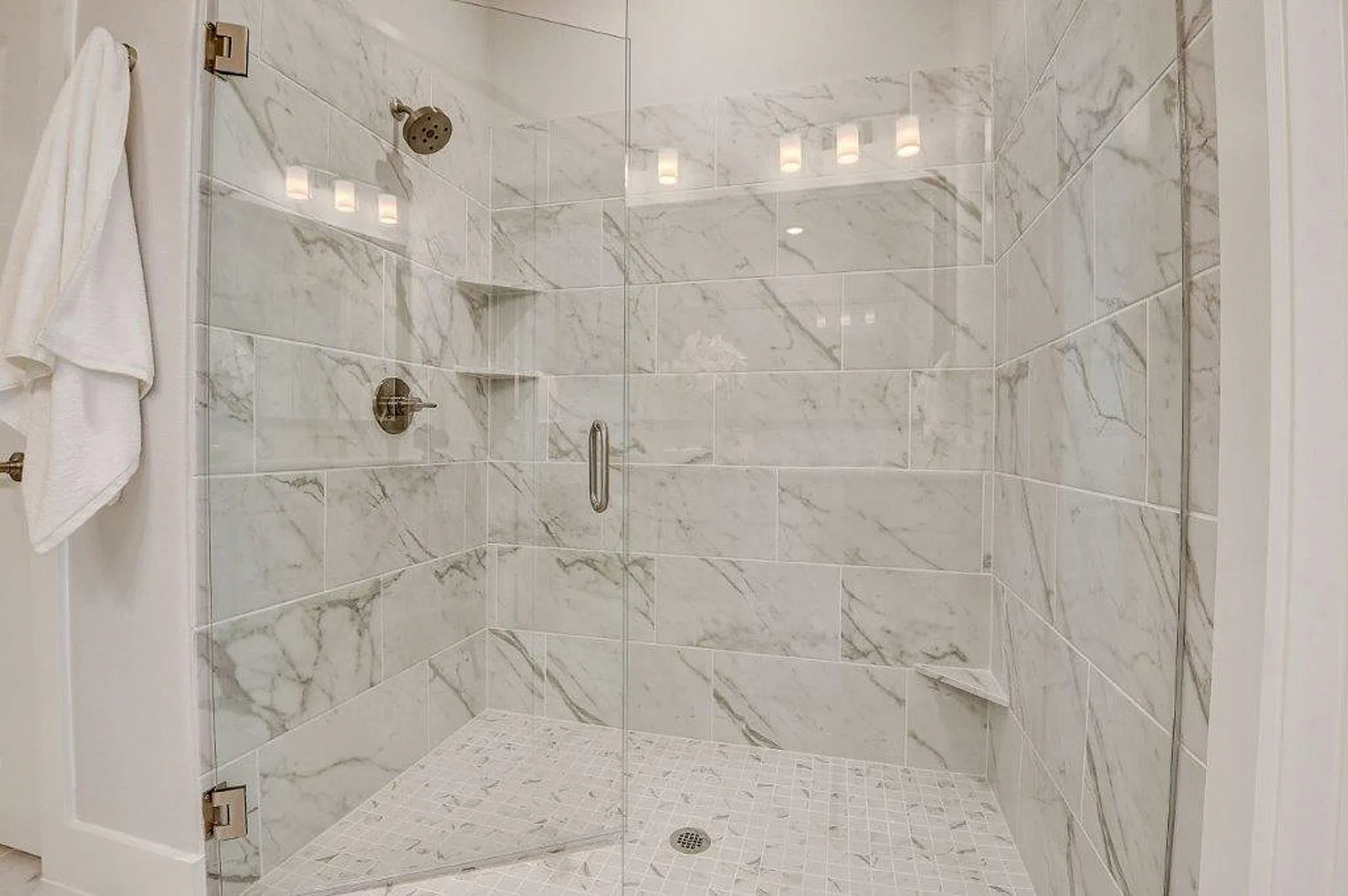 Standing shower with glass door