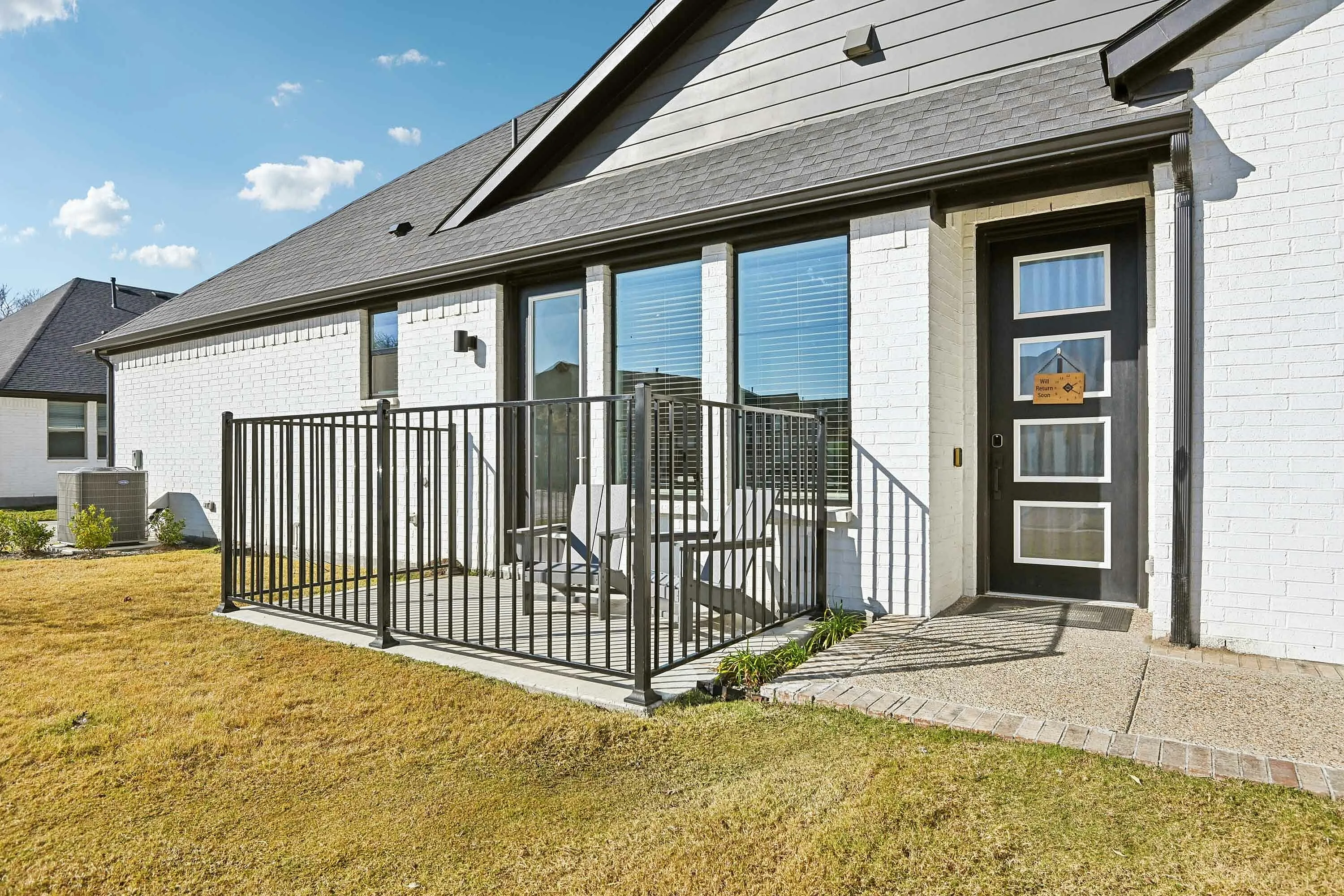 fenced back patio