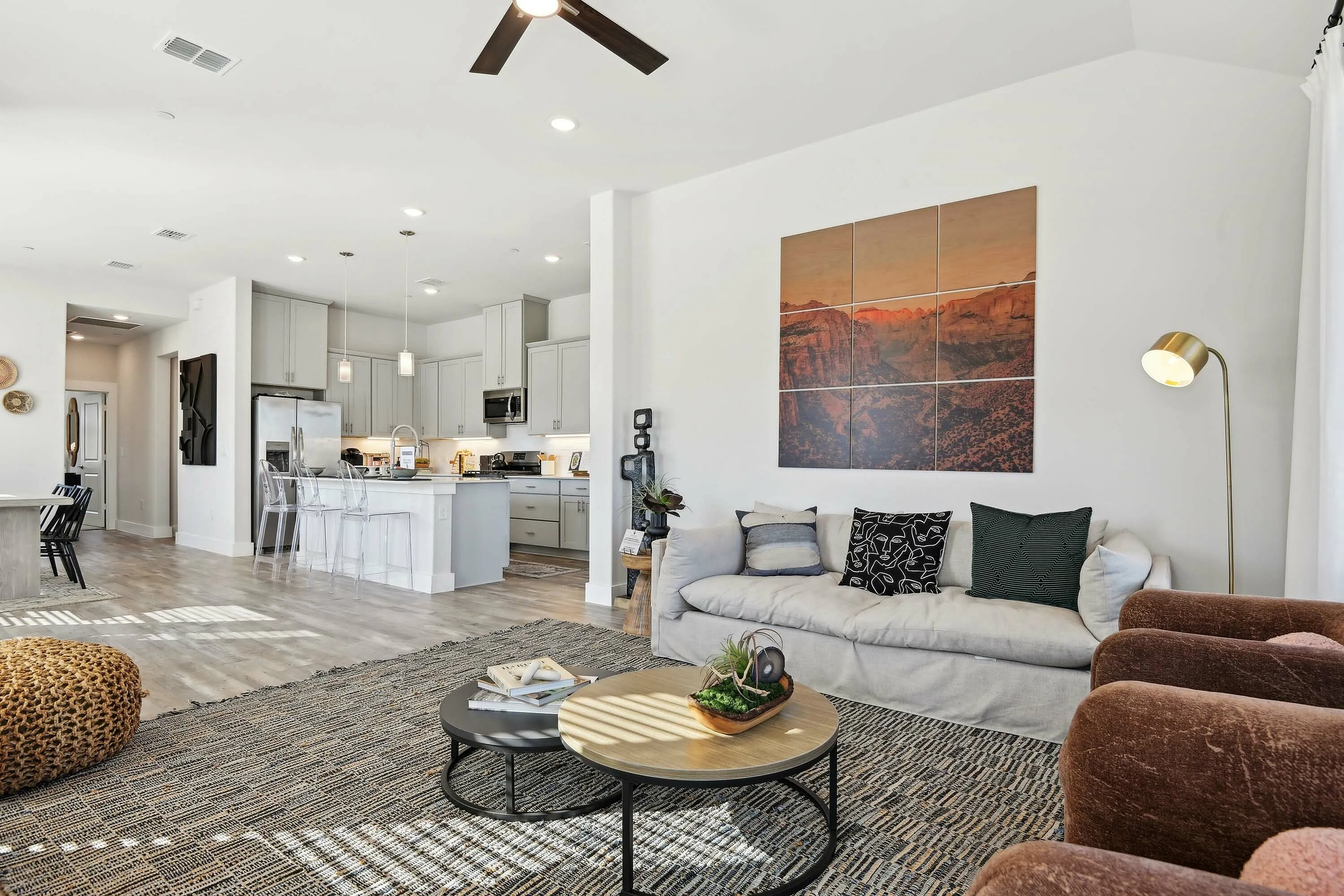living room and kitchen