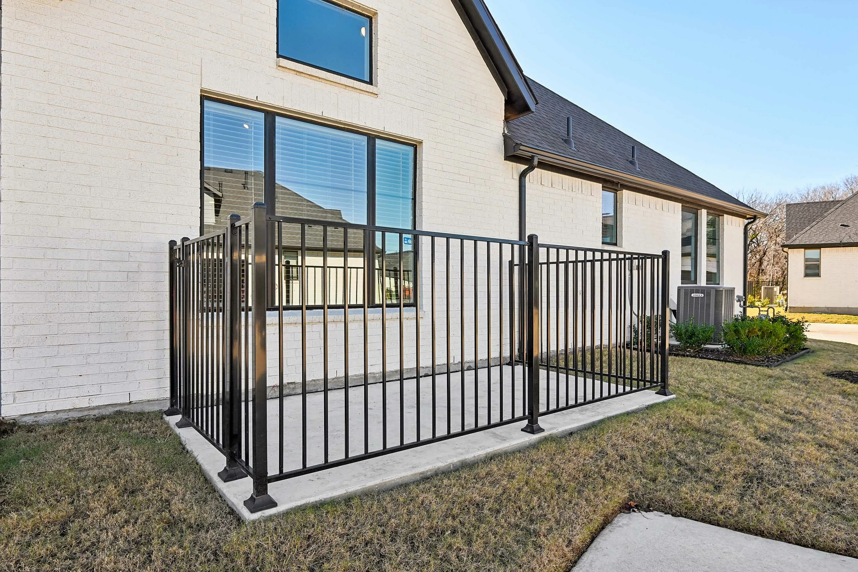 fenced back patio