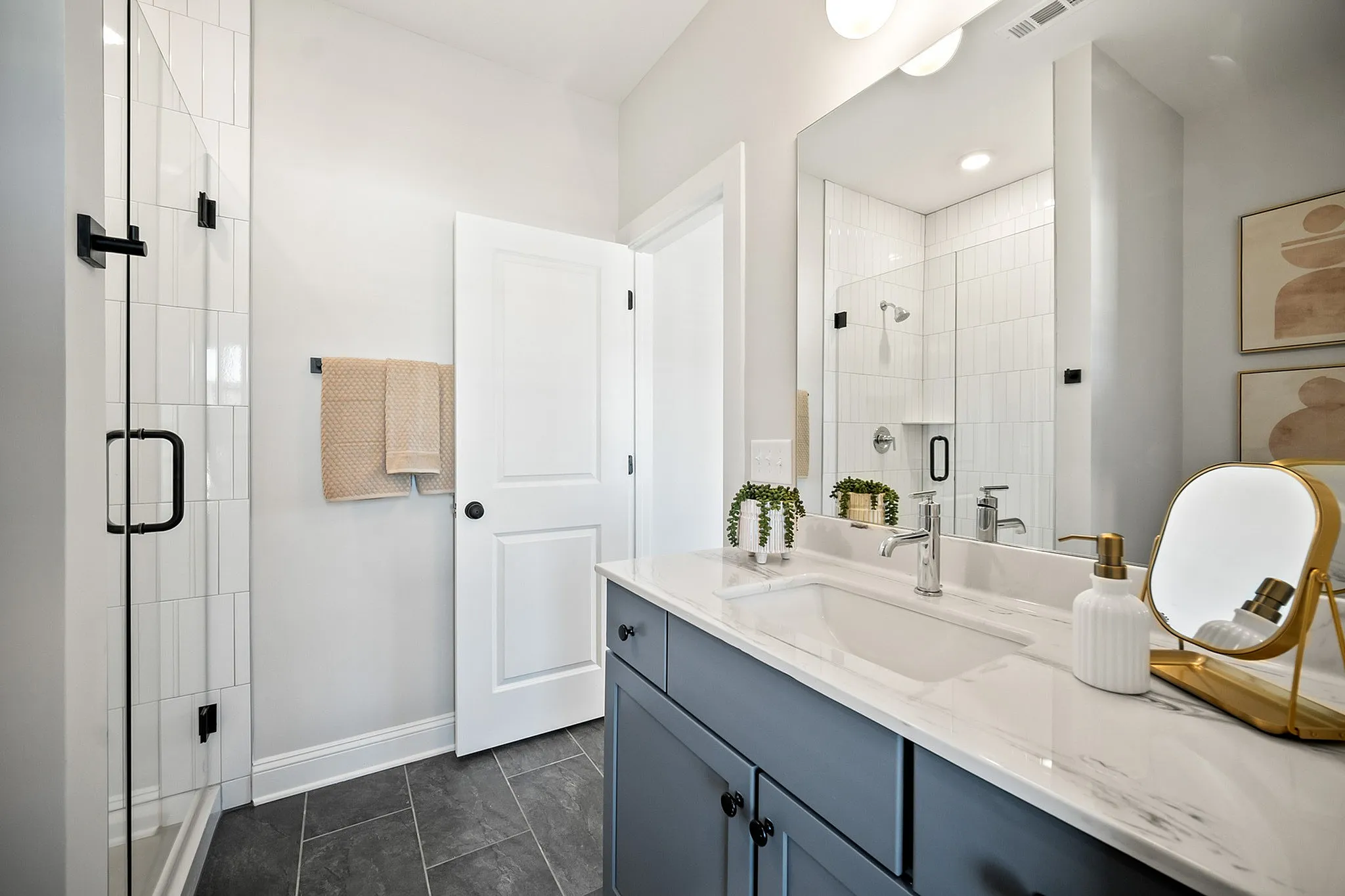 Guest bathroom with large vanity