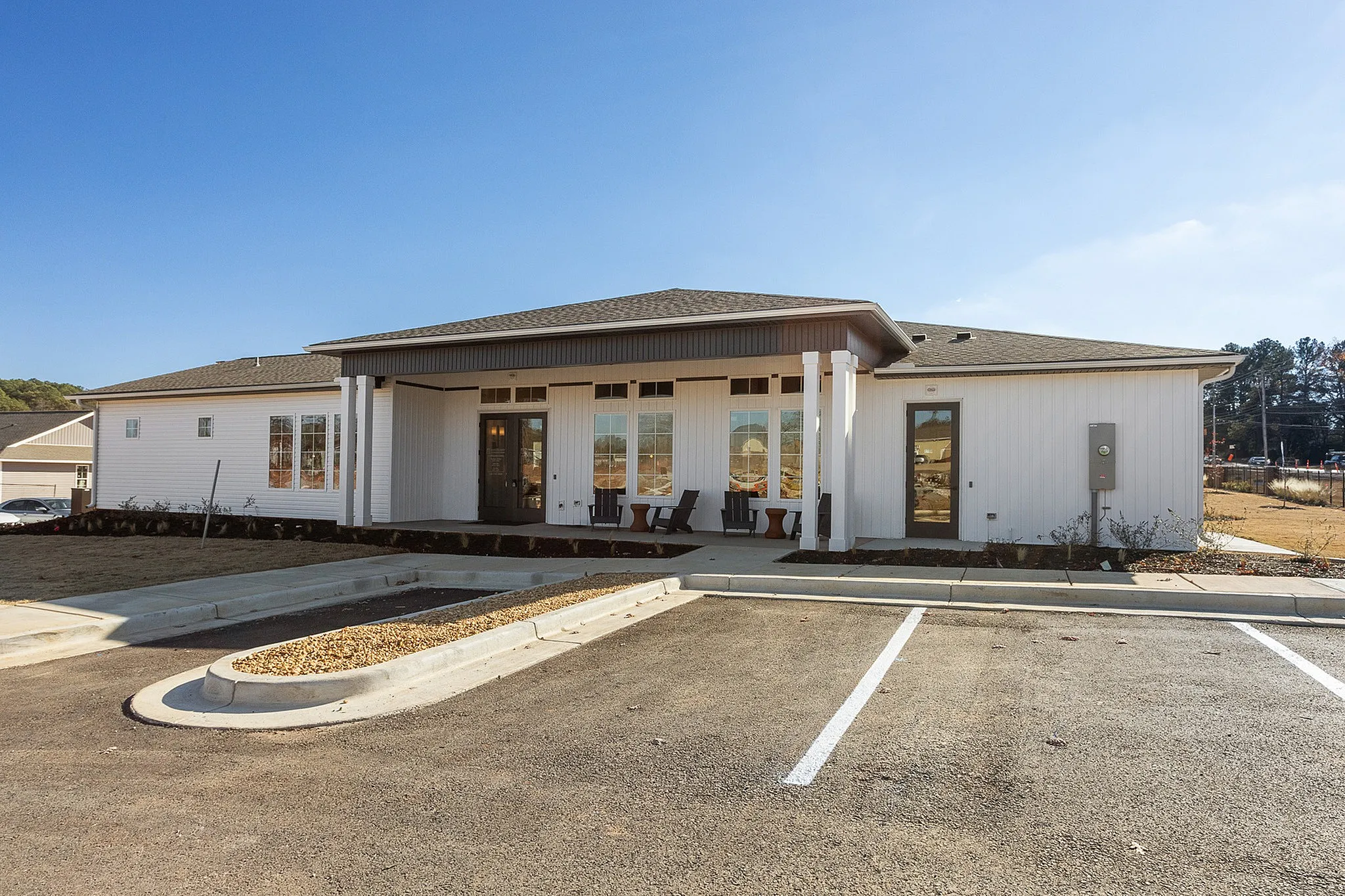 Leasing office on a sunny day