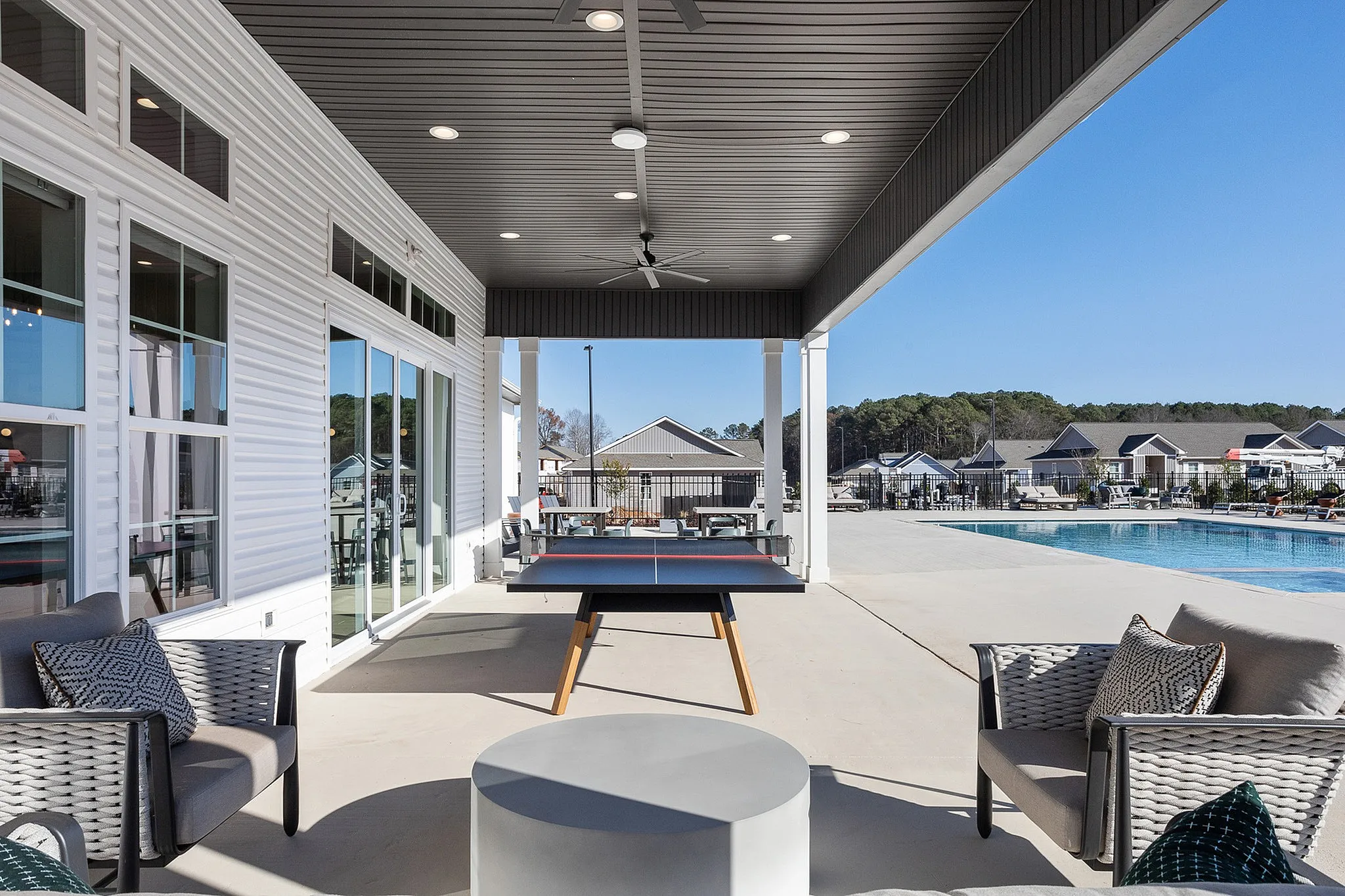 Outdoor ping pong and swimming pool