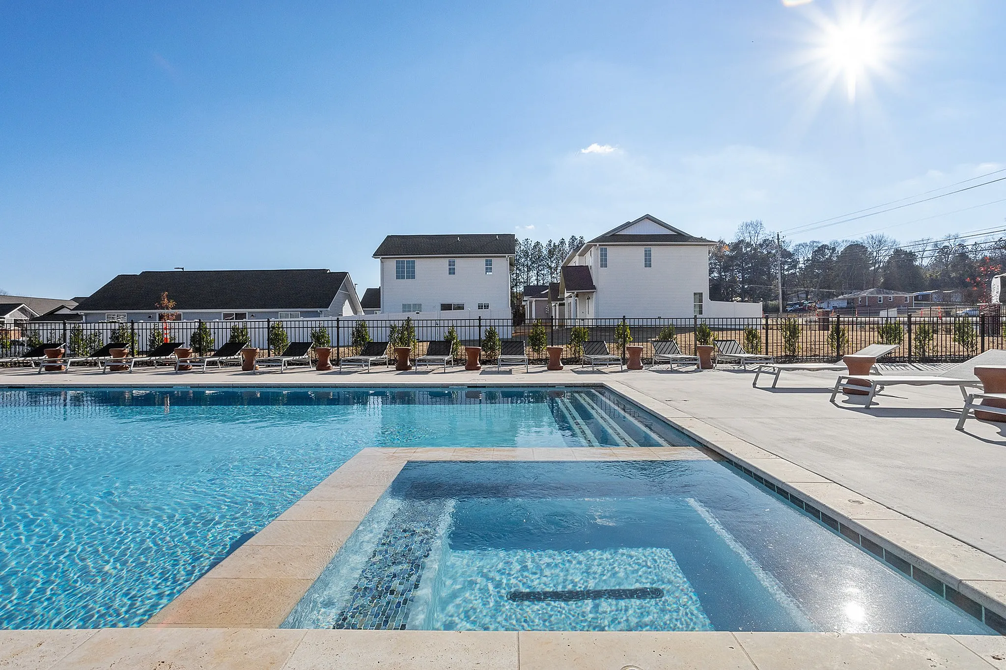 Sparkling Swimming Pool and hot tub at Sanctuary at Indian Creek