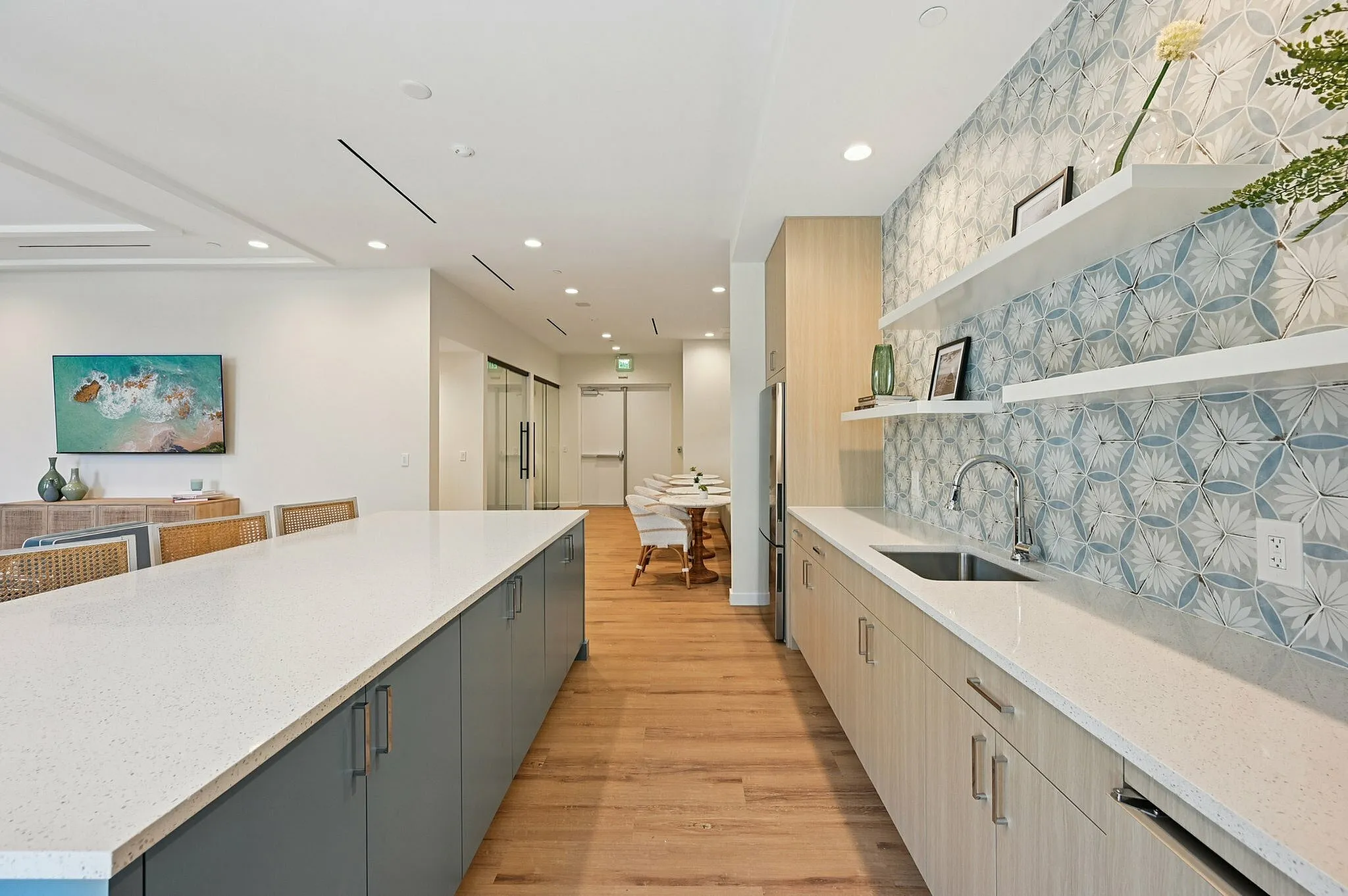 Clubroom kitchen with large island