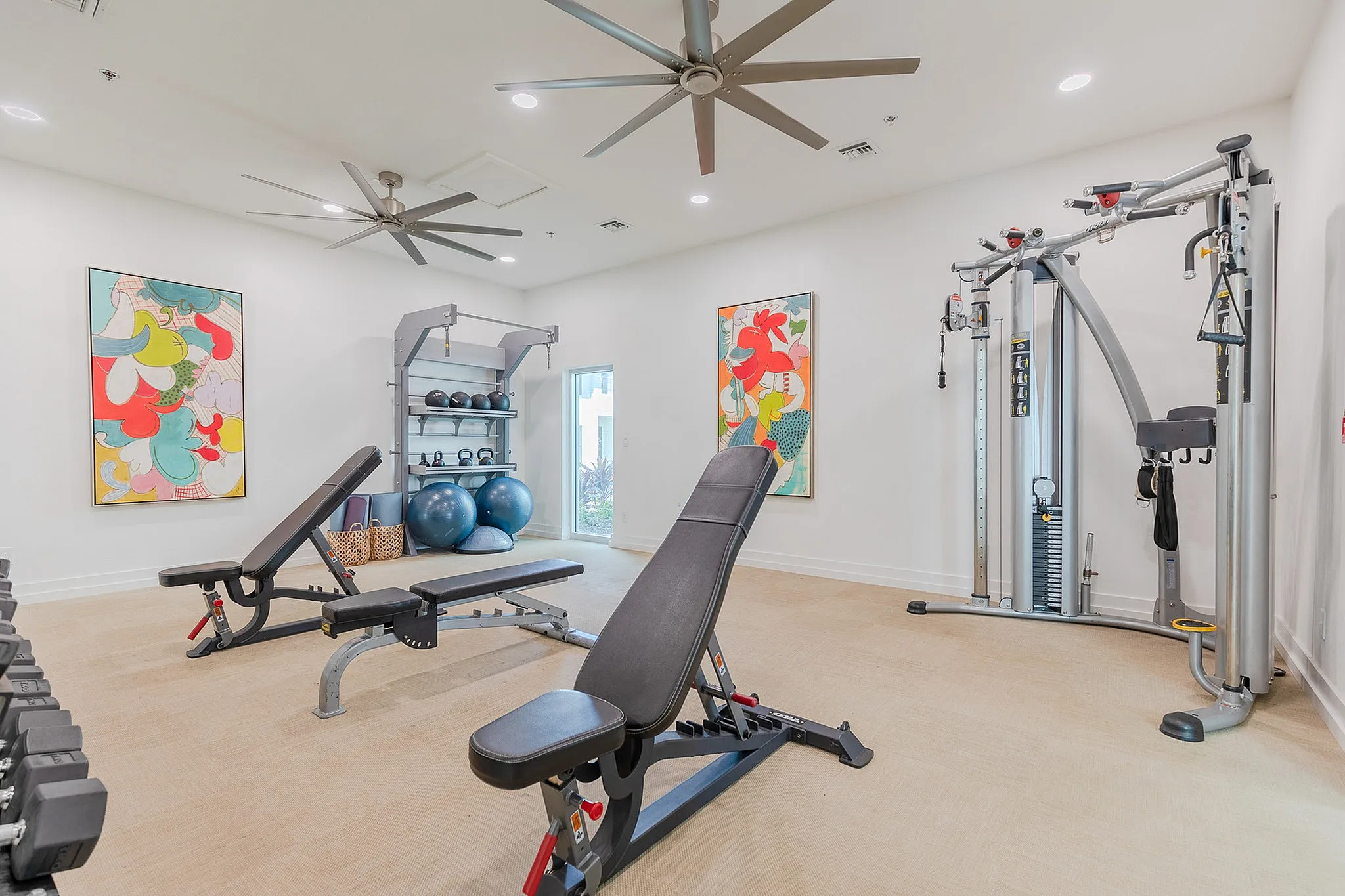 Fitness center with free weights