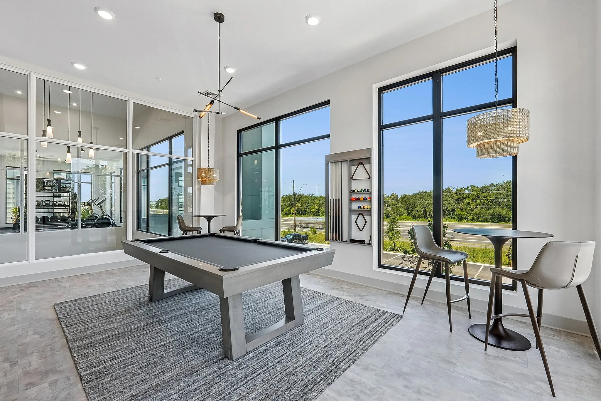 Pool table in gaming room