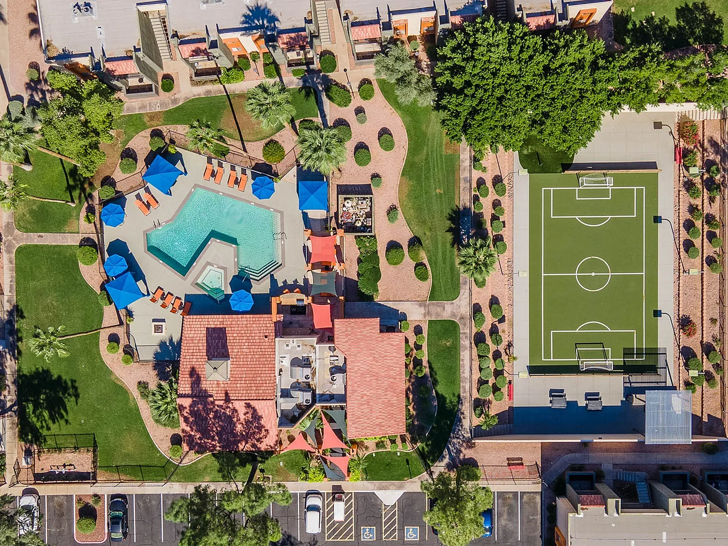 drone shot of amenities