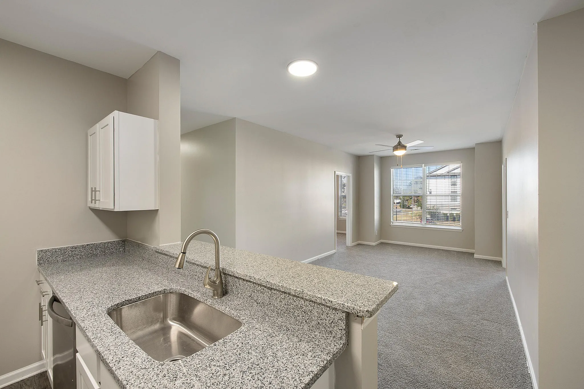 Open kitchen into living room
