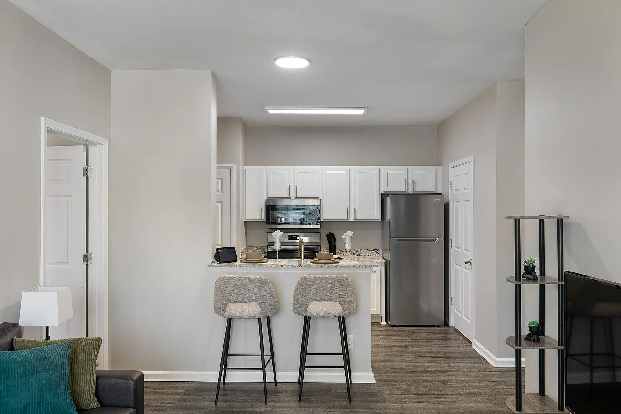 Model kitchen with stainless steel appliances